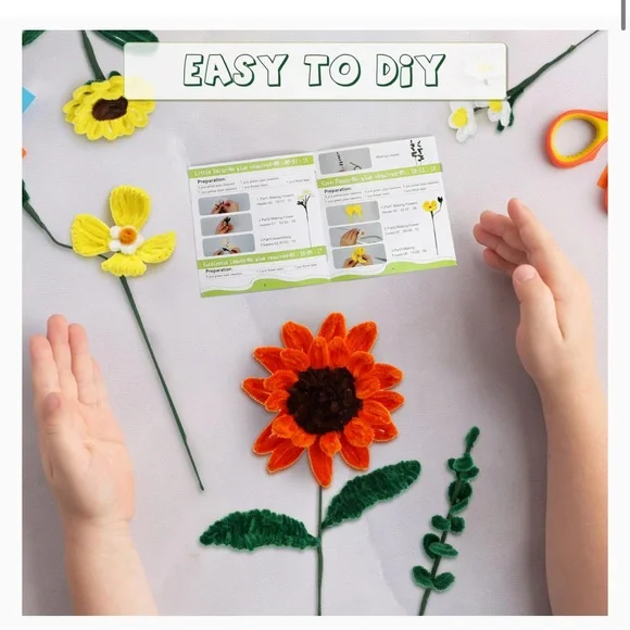 Pipe Cleaner Craft Kits 2 Set Flower Floral Craft Supplies Kids Toys STEM SM4 - Picture 7 of 16